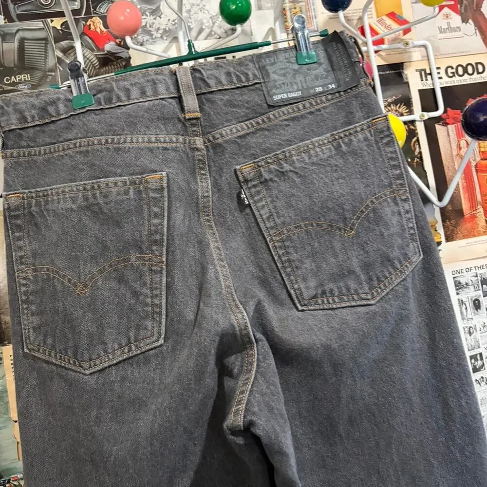 Y2K Levi’s “Super Baggy” Gray Washed Denim Baggy Skater Style Pants